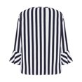 thumbnail image 4 of Summer Akafmk 3/4 Sleeve Shirts for Women,Summer Womens Striped Bell Sleeve Top,Casual Oversize Round-Neck Hooded Striped Knit T-shirt Tank Top, 4 of 5