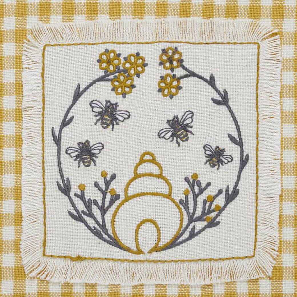 VHC Brands Embroidered Bee Decorative Whimsy, Kitchen Tea Towel- 4 Pack