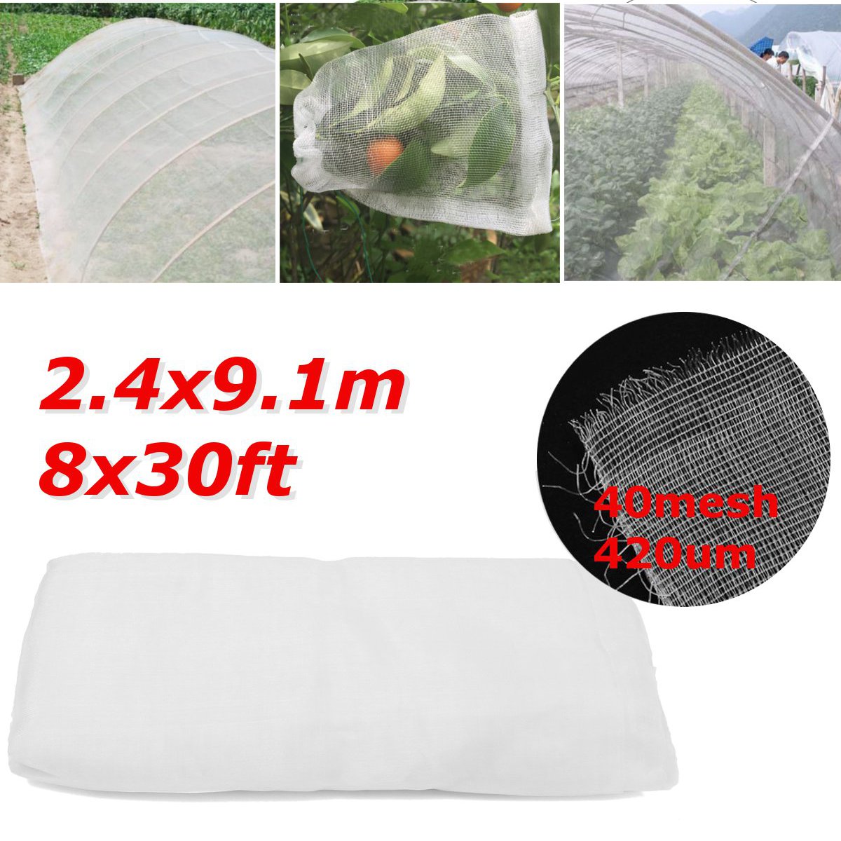 8x30Ft 40mesh Mosquito Garden Bug Insect Barrier Bird Protect Plant Net
