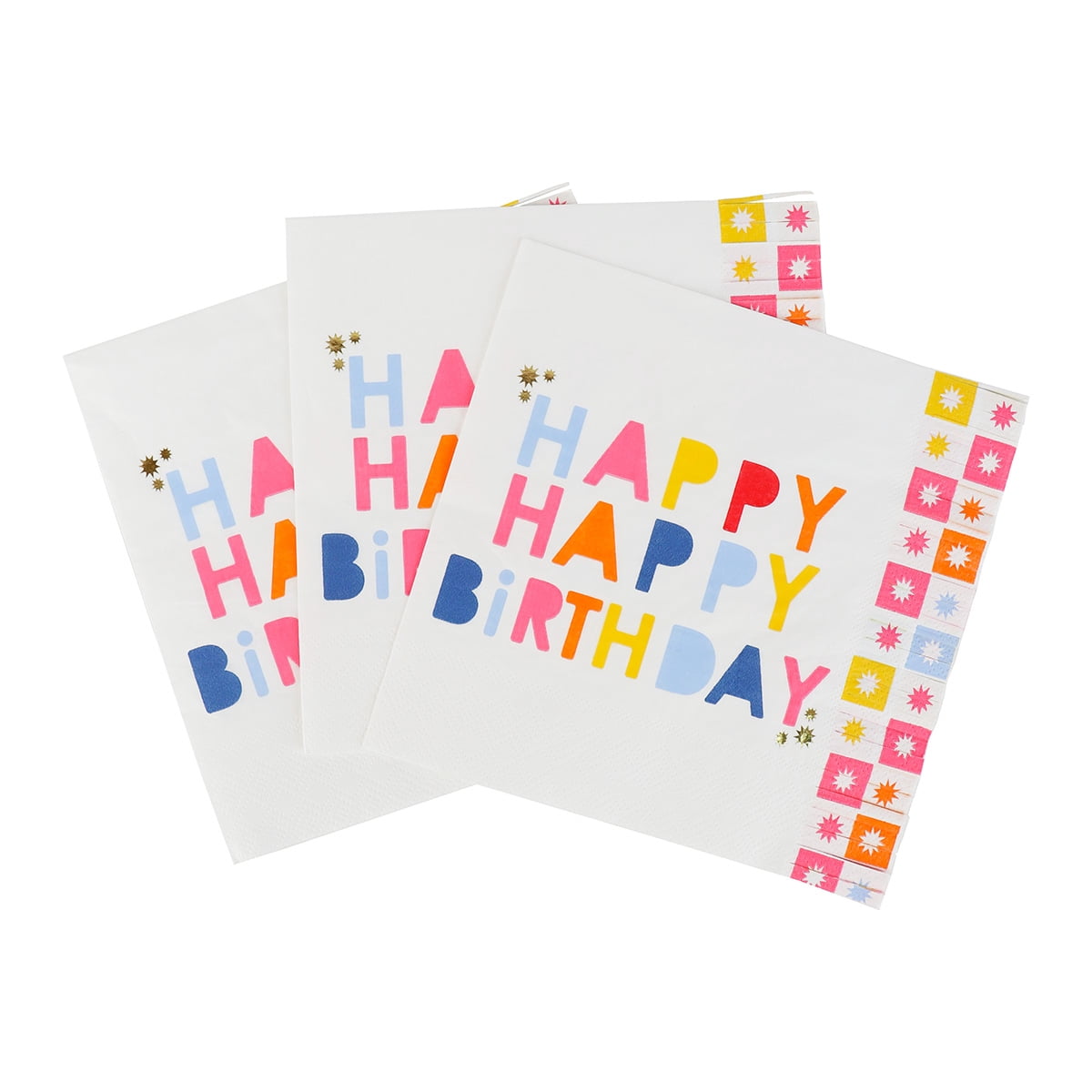 (4 pack) Packed party "it's my birthday" multicolor 6.5" fringe lunch napkins, 20 ct