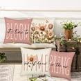 thumbnail image 4 of Spring Throw Pillow Covers 16x16 Inch Set of 4 Floral Flowers Bloom Butterfly Pink White Decorative Cushion Cases Farmhouse Linen Spring Decorations Pillowcases Holiday Outdoor Home Decor, 4 of 6