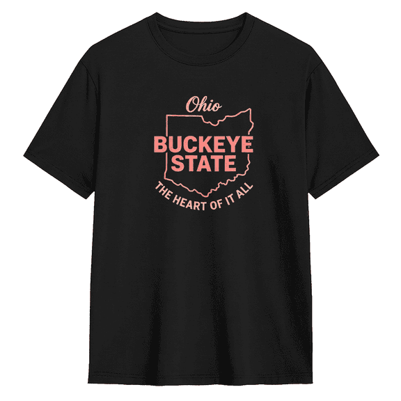 Ohio Buckeye State The Heart Of It All Vintage Graphic Tee for Men and Women, Fun Beach Cotton Short Sleeves T-Shirt