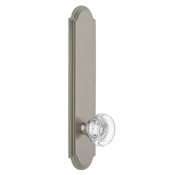 Grandeur Arcbor_Tp_Sd_Na Arc Solid Brass Tall Plate Rose Single Dummy Door Knob - Nickel