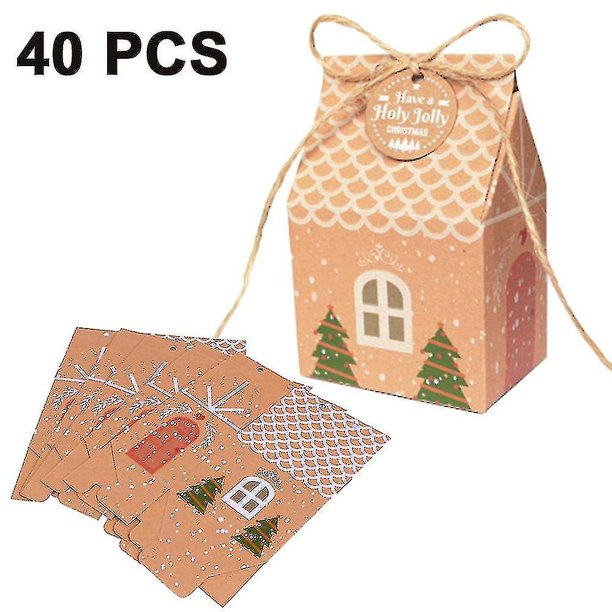 40 paquetes de bolsas de regalo navideñas de alta calidad, caja de papel reutilizable (hy)