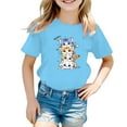 thumbnail image 1 of FhsagQ T-Shirt Graphique Mignon à Col Rond et Manches Courtes pour Filles, Été, Décontracté, Printemps, Bleu, 5-6 Ans, 1 of 5