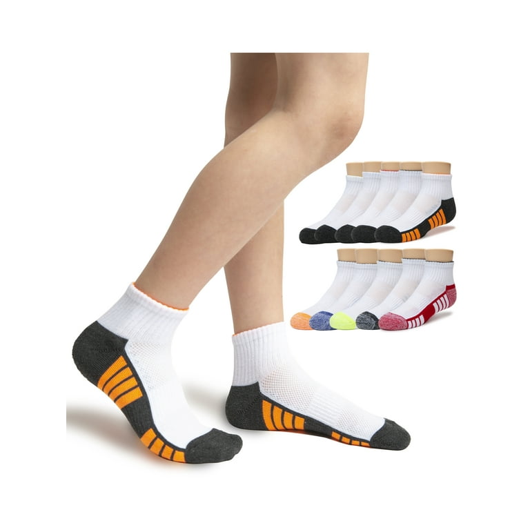 Athletic Works Boys Cushioned Ankle Socks, 10-Pack S (4-8.5) - L (3-9)
