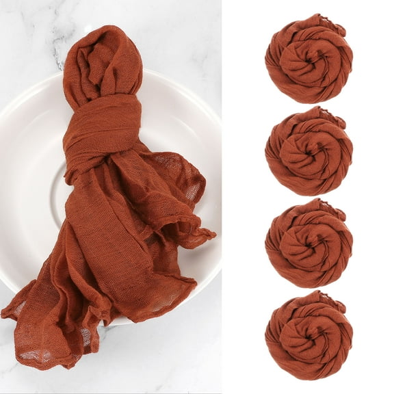 Uxcell 10Pcs Cheesecloth Napkins, 20x20 Inch Terracotta Rustic Dinner Napkins for Wedding Table Decor
