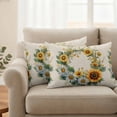 thumbnail image 2 of Spring Sunflower Wreath Pillow Covers 2 Pack Country Watercolor Yellow White Floral Leaf Linen Pillowcase Waterproof Outdoor Throw Pillow Cover for Patio Balcony Rectangular Cushion 20”x12”, 2 of 9