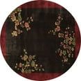 thumbnail image 1 of Ahgly Company Indoor Round Oriental Brown Asian Inspired Area Rugs, 6' Round, 1 of 4