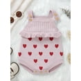 thumbnail image 6 of Suealasg Infant Girls Valentine's Day Romper Clothes 3M 6M 9M 12M 18M 24M Newborn Sleeveless Heart Print Knit Jumpsuit Baby Girls Spring Sweater Overalls Bodysuit, 6 of 8