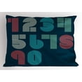 thumbnail image 1 of Number Pillow Sham Retro Style Striped Funky Mathematical Signs Digital Characters Fashion Graphic, Decorative Standard Queen Size Printed Pillowcase, 30 X 20 Inches, Multicolor, by Ambesonne, 1 of 2
