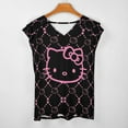 thumbnail image 3 of Hello Kitty Womens Summer Tops Ruffle Short Sleeve Tunic Tops V Neck Loose Fit Flowy T-Shirts, 3 of 7