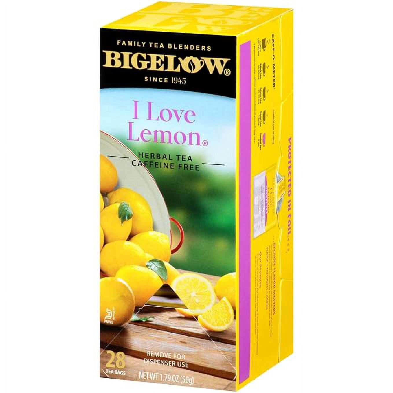 Bigelow I Love Lemon Herbal Tea Bags 28-Count Box, 3 Pack Lemon-Flavored Herbal Tea Bags, Hibiscus