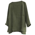 thumbnail image 3 of ManxiVoo Breathable Cotton Linen Shirt for Women 3 4 Sleeve V Neck Casual Blouse Relaxed Fit Beach Yoga Everyday Comfortable Top XXXXL Size Green, 3 of 8