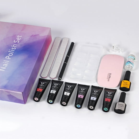 14pcs Poly Nail Gel Extension Kit Nail Gel UV LED Nail Lamp False Nail Gel Nail Polish Set With Nail Art Manicure Tool Set