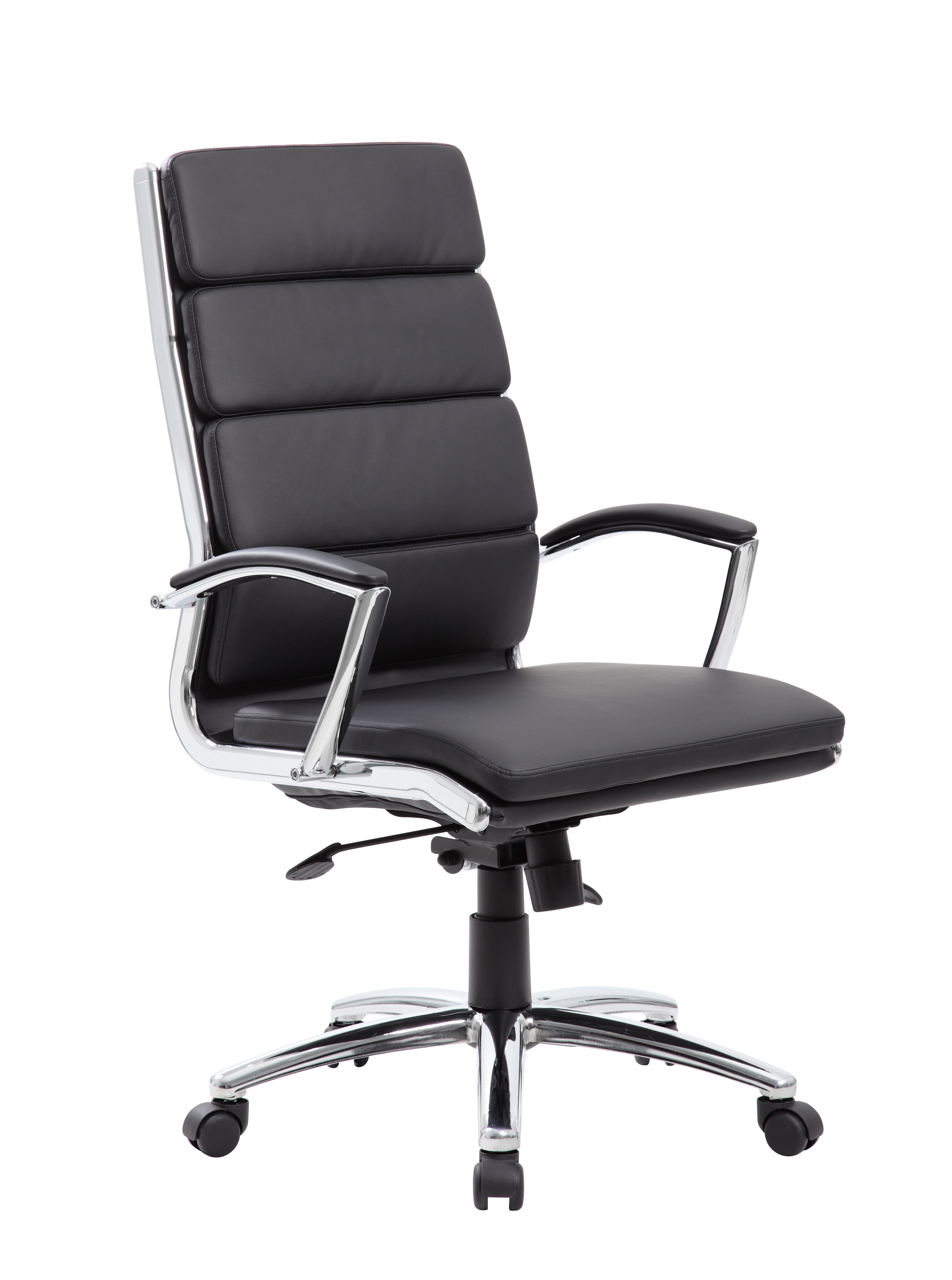 Contemporary Striped Executive Office Chair Black - Boss Office Products: CaressoftPlus, Chrome Base, Swivel