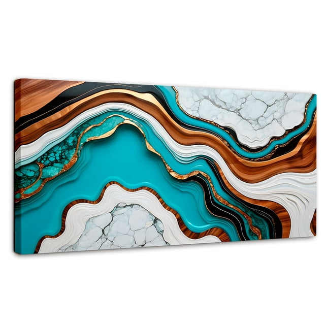 Cuadro Decorativo Canvas Abstracto Mármol Acuático 120x60 Canvas Revolution