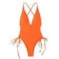 thumbnail image 4 of Arnsht Women's Fashion Low Cut Swimsuit One Piece Tummy Control Soft Comfortable Bathing Suits Drawstring Crisscross Back Swimwear for Beach Orange M, 4 of 4