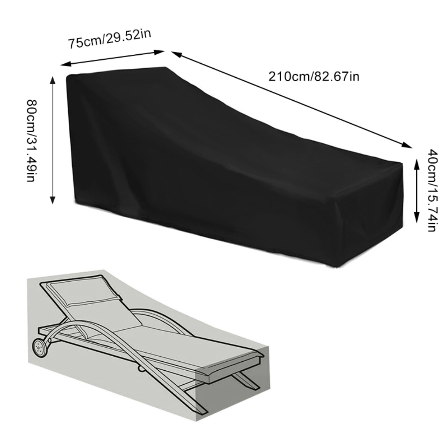 OPTUTUS 600D Outdoor Chaise Lounge Covers Waterproof ，Patio Furniture Pool Lounge Chair Cover 83 x 32 x 30 inch