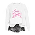 thumbnail image 2 of PiGOGI Long Sleeve Printed T-Shirt for Women - Plus Size Casual Valentine's Day Loose Top White XL, 2 of 4
