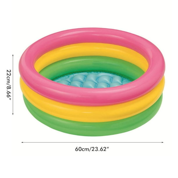 Piscina para bebé de 60cm/90cm/120cm, piscina inflable redonda de PVC de 3 colores con arcoíris, piscina pequeña con bomba para niños, piscina acolchada para niños