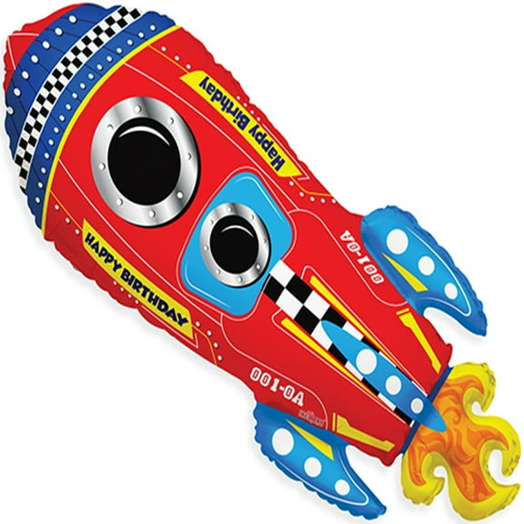 Rocket Birthday Balloon 28"