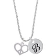 thumbnail image 1 of Delight Jewelry Silvertone Heart Peace Sign Silvertone Script Initial Disc - B - Charm Necklace, 20"+3", 1 of 4