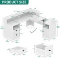 thumbnail image 5 of Dextrus L Shaped Desk with Drawers & Lift Top , 60" Corner Computer Desk with Power Outlet & LED Lights, Office Desk Game Desk with Monitor Stand & File Cabinet, White, 5 of 9