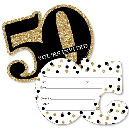 Adult 50th Birthday - Gold - Shaped Fill-In Invitations - Birthday Party Invitation Cards with Envelopes - Set of (Best 50th Birthday Invitations)