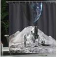 thumbnail image 4 of Ambesonne Nebula Shower Curtain, Moon Outer Space, 69"Wx84"L, Grey and Blue, 4 of 5