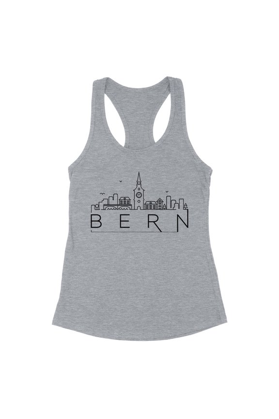 Skyline Bern Switzerland Tank Top Fitted Racerback Women's Small Heather Grey