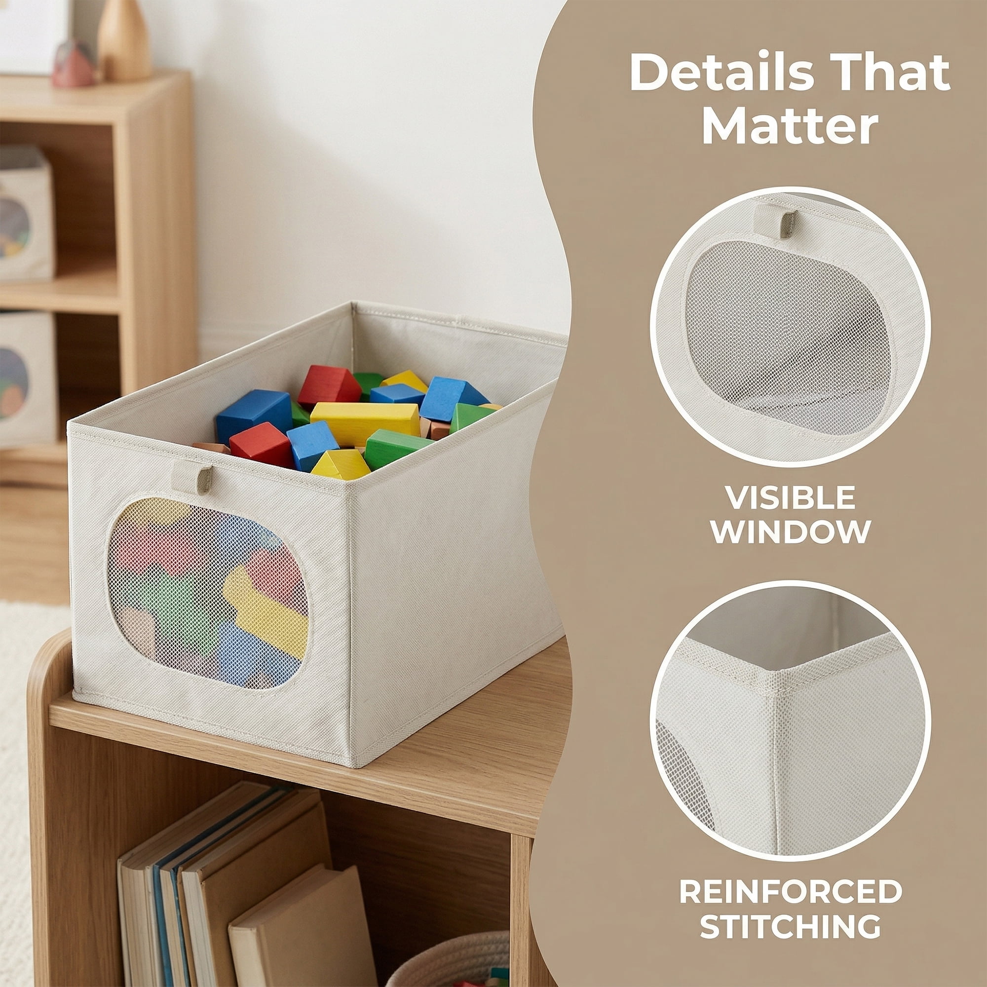 Unique Bargains Fabric Storage Bin With Bottom Light Grey 15.7*9.8*7.9in