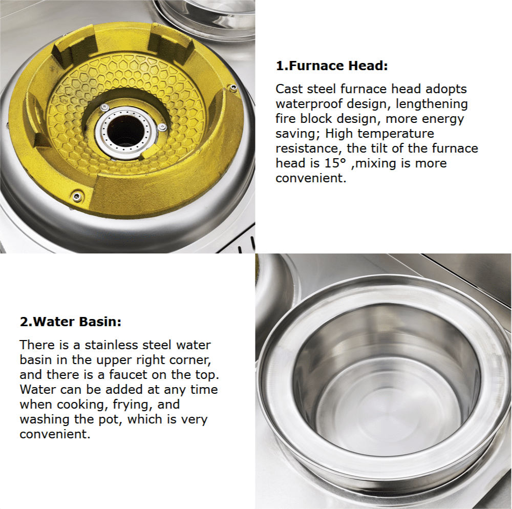 15.4" LPG Natural Gas Stove Chamber Single Burner Commercial with Baffle and Water Basin 110V