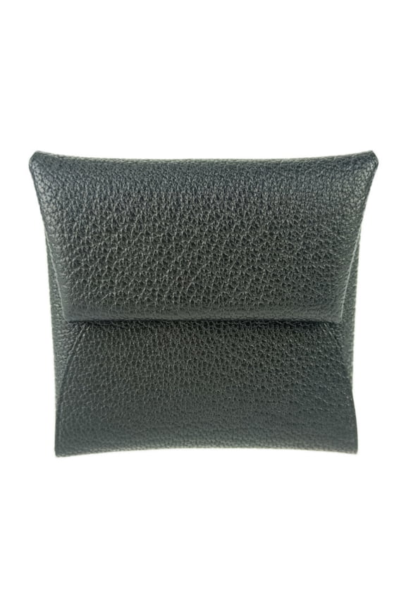 Pre-Owned HERMES Bastia Wallet/Coin Case - Black Chevre Men's Women's Coin Purse W...