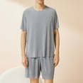 thumbnail image 3 of juhao Men Pajamas Sets Short Sleeve Crewneck Sleepwear Tops and Shorts PJs Sets Casual Two-Pieces Soft Loungewear Sleep Pajama Set, 3 of 3