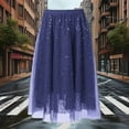 thumbnail image 5 of LNWUY Sequin Midi Tulle Skirts for Women, A-line Elastic High Waist Summer Mesh Glitter Party Skirt with Lining Blue S, 5 of 6
