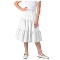 thumbnail image 3 of MKOSPLRT Girls' Maxi Skirts 4-15Y Tiered Elastic Waist Long Flowy Swing Ruffle Pleated Casual Summer Skirts for Travel Vacation, 3 of 9