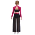 thumbnail image 2 of Doomiva Kids Girls Lyrical Dance Outfit  2 Piece Contemporary Dancewear Sparkly Crop Tops with Mesh Wide Leg Pants Hot Pink 10, 2 of 7