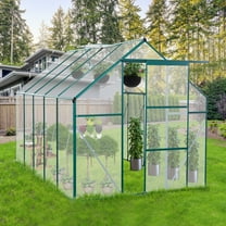 Greenhouse for Outdoors, 6' x 10' Aluminum Greenhouse with Window, Sliding Door, Polycarbonate Greenhouses Garden Supplies for Plants Flowers Herbs Fruit Vegetables