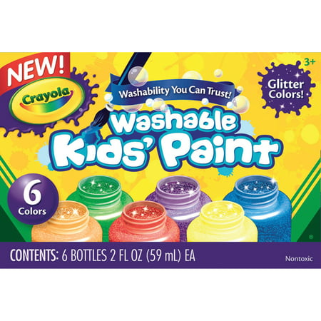 Crayola Washable Kids' Paint Set 6-Color Glitter