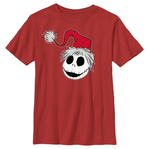 Boy's The Nightmare Before Christmas Jack Santa Hat  Graphic Tee Red X Small