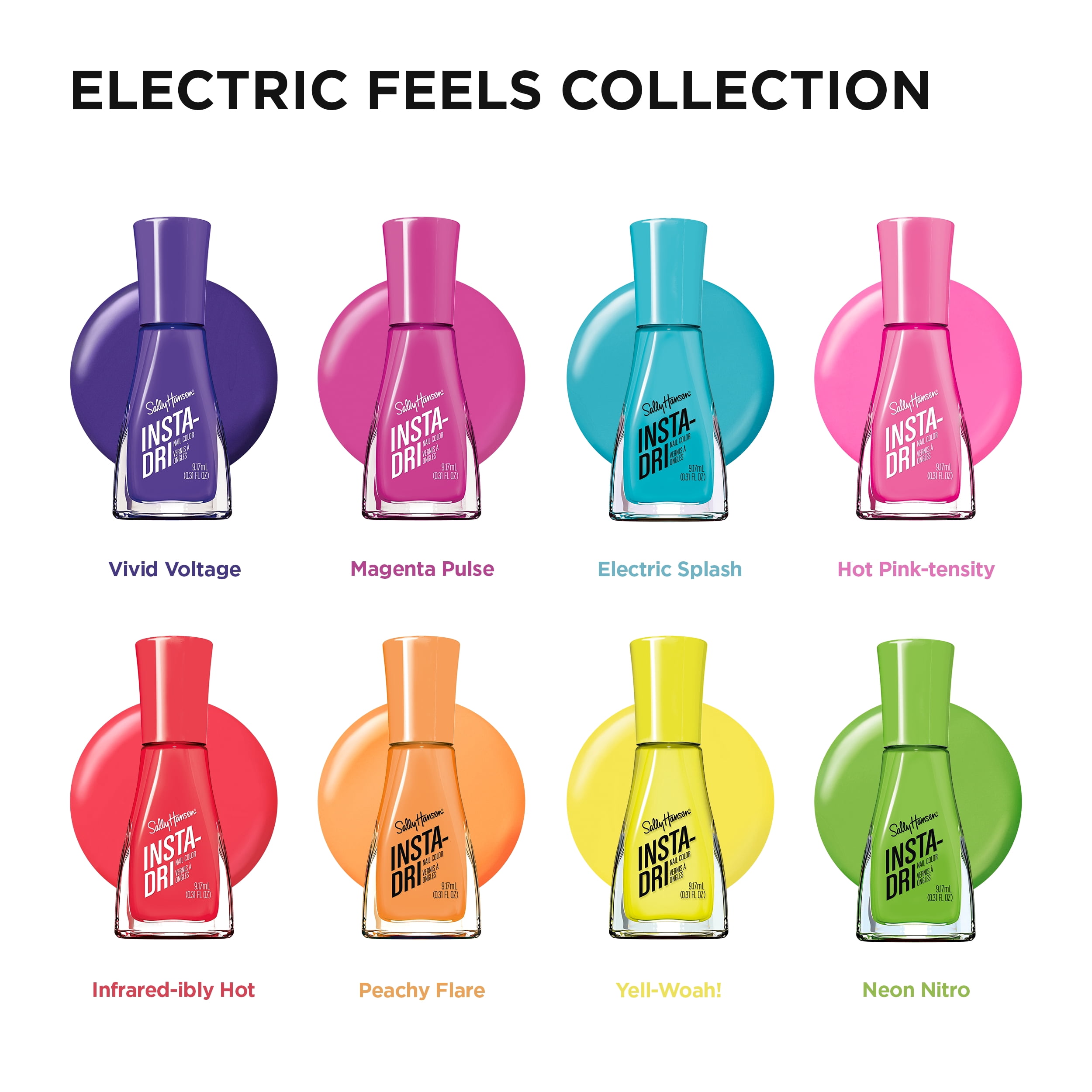 Sally Hansen Insta-Dri Electric Feels Quick-Dry Nail Polish, Electric Splash, 0.31 fl oz