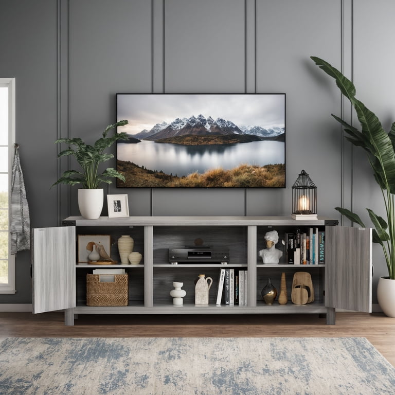 Vineego 58" Farmhouse Barn TV Stand, Light Gray photo 3