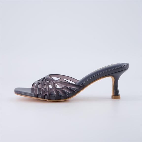Cushionaire Naty Jelly Kitten Heels for Women, Chic Slip-On Mule Design with Modern Open Square Toe Womens Heels