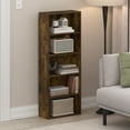 thumbnail image 2 of Furinno Basic 5-Tier Open Shelf Bookcase, Bookshelf, Storage Organizer, 7 x 17 x 44, Amber Pine, 2 of 4