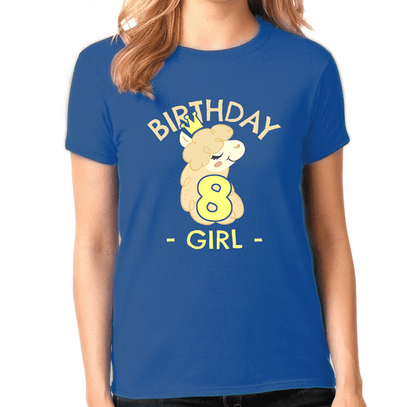 8th Birthday Shirt Girls Birthday Shirt Llama 8th Birthday Shirts for Girls Cute Birthday Girl Shirt
