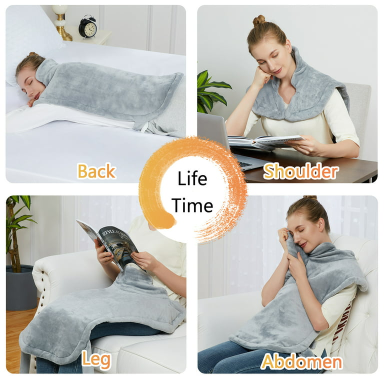 Snailax Large Heating Pad for Back Pain Relief, Heat Pads for Neck and  Shoulders, Cramps, Electric Portable Heated Pad with Fast Heating & 5  Massage