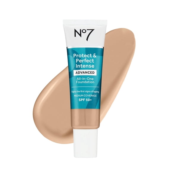No7 Protect & Perfect Advanced All in One Foundation - Warm Ivory - Age Defying Foundation Makeup with SPF 50 - Makeup Base Cream Helps to Reduces Redness & Blurs Visible Pores (30ml)