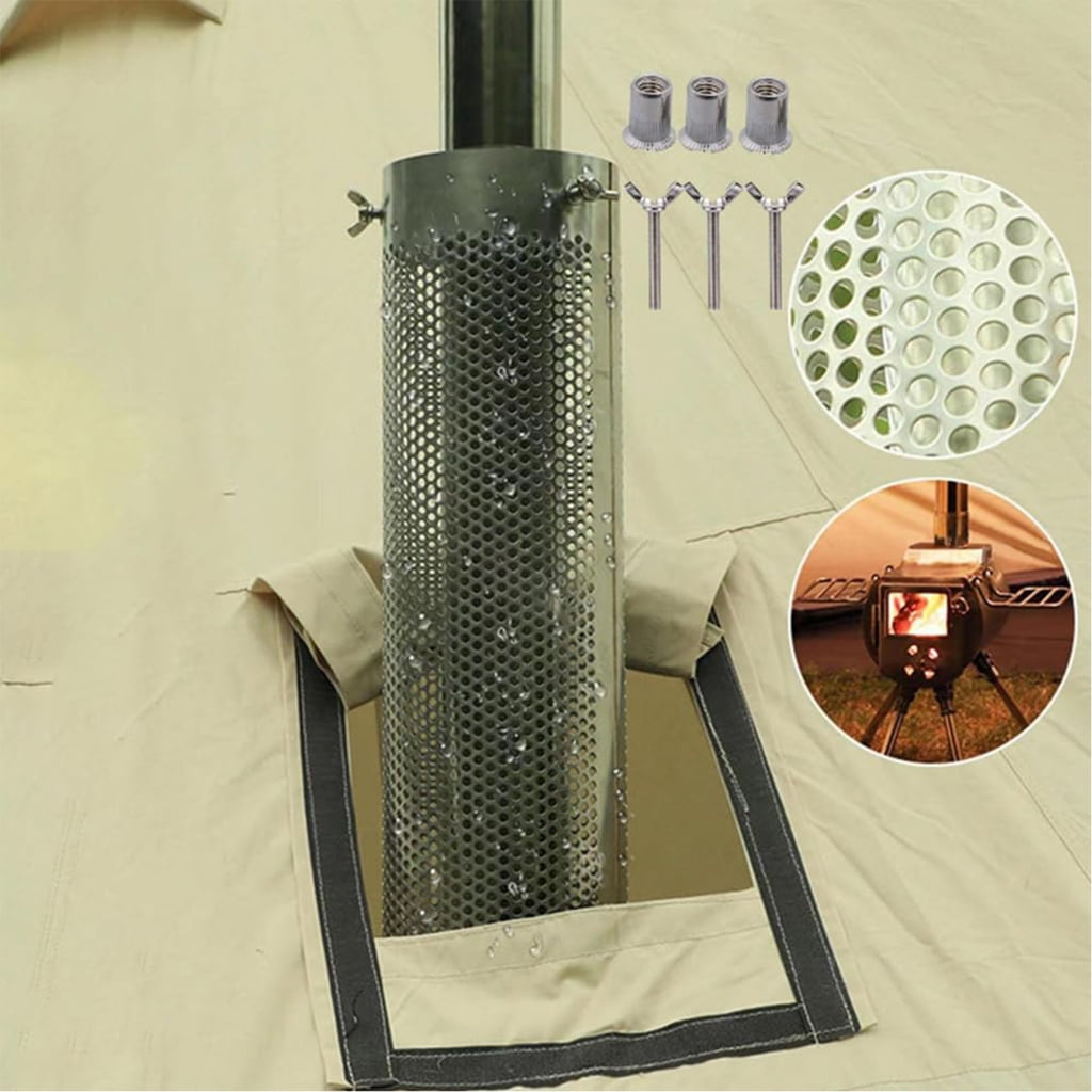 Portable Stainless Steel Tent Stove Chimney Heat Protector for Outdoor Use