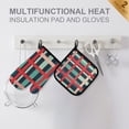 thumbnail image 4 of Yayeee Oven Mitts and Pot Holder Set of 2 Heat Resistant Kitchen Gloves Baking Hot Pad, Green Plaid, 4 of 5